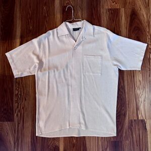 Vintage Monte Leone Italia Camp Collar Button Down Linen Blend Shirt (Size L)